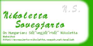 nikoletta sovegjarto business card